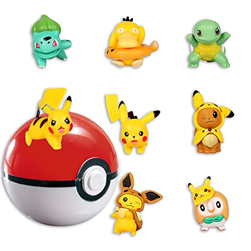 HONGECB Mini Pokemon figuras, Pikachu Cake Topper Figuras, Pokebola, Acción Juguetes Modelo Muñecas, Decoración Tarta de Cumpleaños, Usado para Fiesta de cumpleaños Pastel Decoración Suministros