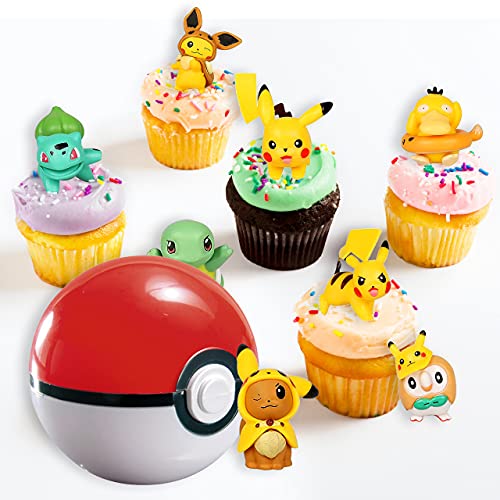 HONGECB Mini Pokemon figuras, Pikachu Cake Topper Figuras, Pokebola, Acción Juguetes Modelo Muñecas, Decoración Tarta de Cumpleaños, Usado para Fiesta de cumpleaños Pastel Decoración Suministros