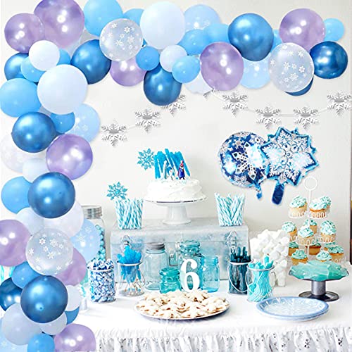 Hongyans Decoraciones Cumpleaños Congeladas Niñas Niños Globos de Cumpleaños Azules Globos de Copo de Nieve para Adornos Cumpleaños Baby Shower Bodas Princesa Cosplay