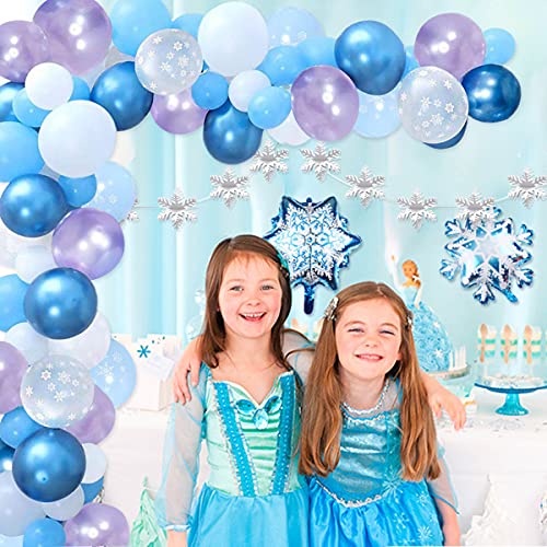 Hongyans Decoraciones Cumpleaños Congeladas Niñas Niños Globos de Cumpleaños Azules Globos de Copo de Nieve para Adornos Cumpleaños Baby Shower Bodas Princesa Cosplay