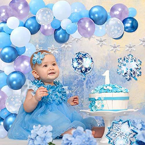 Hongyans Decoraciones Cumpleaños Congeladas Niñas Niños Globos de Cumpleaños Azules Globos de Copo de Nieve para Adornos Cumpleaños Baby Shower Bodas Princesa Cosplay