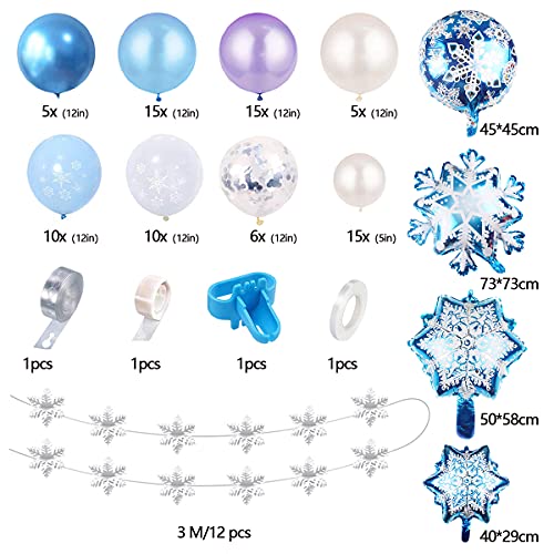 Hongyans Decoraciones Cumpleaños Congeladas Niñas Niños Globos de Cumpleaños Azules Globos de Copo de Nieve para Adornos Cumpleaños Baby Shower Bodas Princesa Cosplay