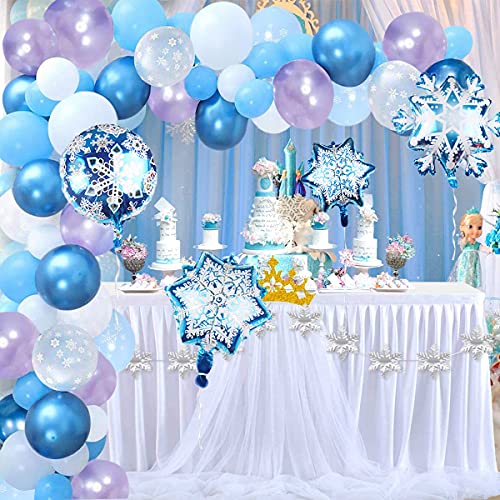 Hongyans Decoraciones Cumpleaños Congeladas Niñas Niños Globos de Cumpleaños Azules Globos de Copo de Nieve para Adornos Cumpleaños Baby Shower Bodas Princesa Cosplay