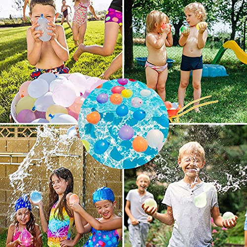 Hook Aspersor de agua para jardín y niños, rociador de agua, juguete de verano al aire libre, suministros de agua para niños, + 500 globos de agua (HK Sprinkler-Blue 1)