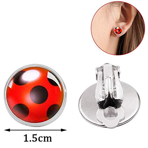 Hook Ladybug Yoyo para Disfraz Niña Lady Bug Cosplay Disfraces Fiesta de Carnaval Navidad Halloween, + 2X Pendientes con Clip +2 x Cintas para el Pelo. (Ross)