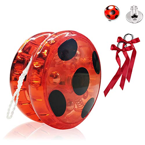 Hook Ladybug Yoyo para Disfraz Niña Lady Bug Cosplay Disfraces Fiesta de Carnaval Navidad Halloween, + 2X Pendientes con Clip +2 x Cintas para el Pelo. (Ross)