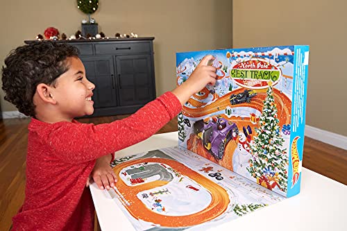 Hot Wheels Calendario de adviento de Navidad con coches de juguete y accesorios (Mattel GTD78)