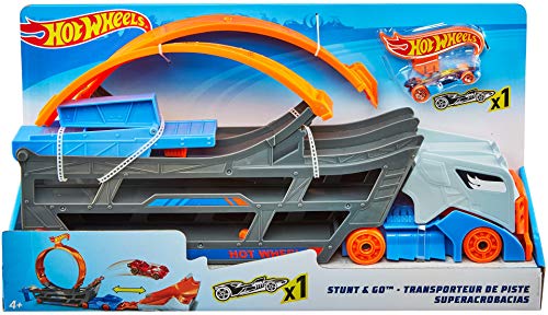 Hot Wheels Camión Looping acrobático, accesorios para pistas de coches de juguetes (Mattel GCK38)