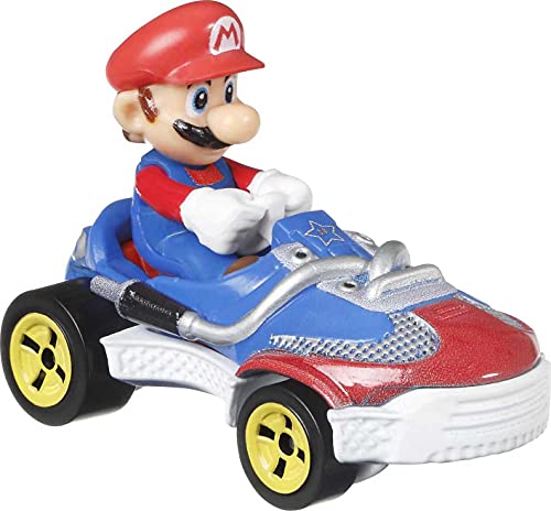 Hot Wheels Mario Kart Pack con 4 Mini Coches de Juguete con Personaje, Regalo para Niños +3 Años (Mattel GWB38)