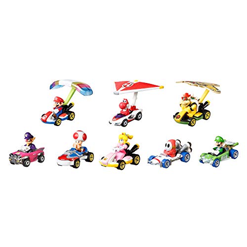 Hot Wheels Mario Kart Set de colección con 8 mini coches de juguete con personaje, regalo para niños +3 años (Mattel GXY11)