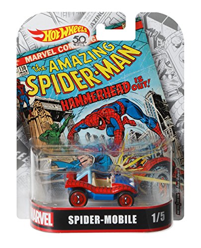 Hot Wheels Modelo coche 6 cm Spider-Mobile Hombre araña – Escala 1/64 DieCast Original Marvel FLD31