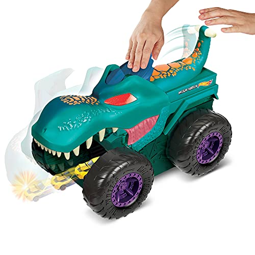 Hot Wheels Monster Trucks Mega Wrex mastica coches con luces y sonidos, incluye 1 vehículo die-cast (Mattel GYL13)