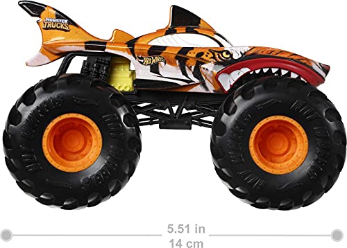 Hot Wheels Monster Trucks Tiger Shark Coche de juguete todoterreno, regalo para niños +3 años (Mattel GWL14)