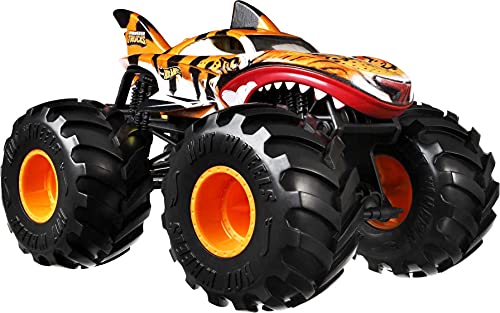 Hot Wheels Monster Trucks Tiger Shark Coche de juguete todoterreno, regalo para niños +3 años (Mattel GWL14)