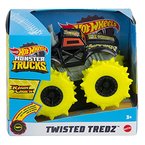 Hot Wheels Monster Trucks Twisted Tredz Ragin Cage'n Coche de Juguete (Mattel GVK43)