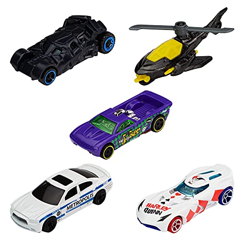 Hot Wheels Pack 5 Coches de Juguete Batman DC (Mattel GWW94)