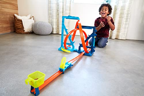 Hot Wheels Track Builder Unlimited Infinity Loop Kit with Adjustable Set-Ups & Jump That Flips Cars Into Catch Cup for Kids 6 to 12 Years Old with One 1:64 Scale Hot Wheels Vehicle