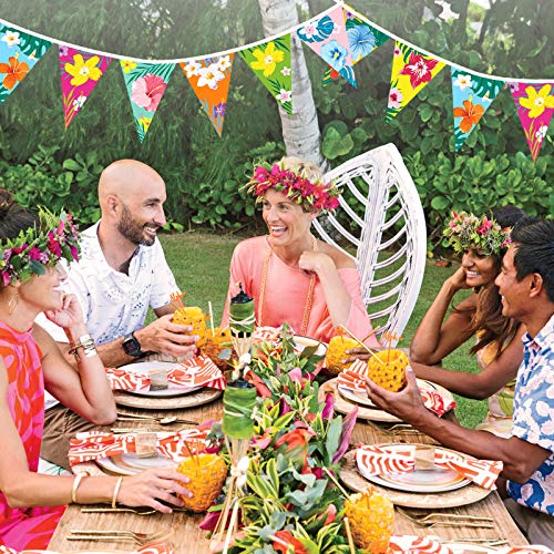 HOWAF Banderines de Hawaianos Fiesta Bandera Triangular de Verano Floral Guirnalda para Celebración Fiesta de Luau Summer Playa Tema Fiesta de Cumpleaños Bodas Carnaval Mexicano Hawaianos decoración