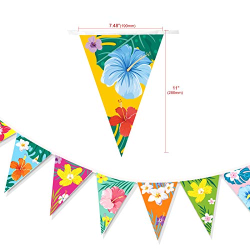 HOWAF Banderines de Hawaianos Fiesta Bandera Triangular de Verano Floral Guirnalda para Celebración Fiesta de Luau Summer Playa Tema Fiesta de Cumpleaños Bodas Carnaval Mexicano Hawaianos decoración