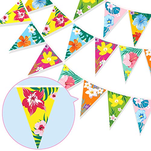 HOWAF Banderines de Hawaianos Fiesta Bandera Triangular de Verano Floral Guirnalda para Celebración Fiesta de Luau Summer Playa Tema Fiesta de Cumpleaños Bodas Carnaval Mexicano Hawaianos decoración