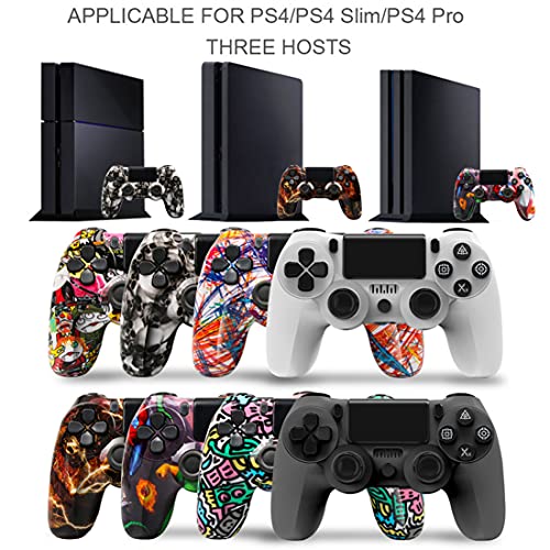 Hppbody Mando para PS4, Controlador Inalámbrico para Playstation 4 y PC, Panel Táctil Gamepad con Doble Vibración y Función de Audio, Agarre Antideslizante y Panel Táctil LED, Cielo Estrellado Rojo