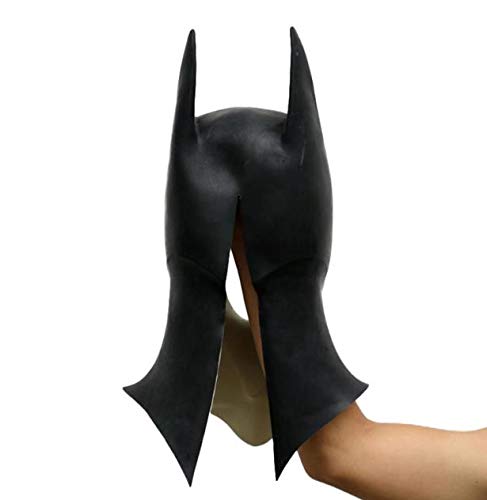 Hpybest - Máscara completa de látex realista de Batman para Halloween, para fiestas de disfraces, carnaval, cosplay, accesorios