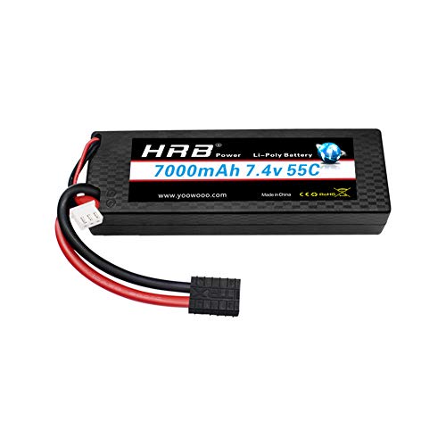 HRB - Batería de polímero de litio de 7000 mAh, 7,4 V, 55 C, 2S RC, con conector TR, batería de repuesto para avión, helicóptero, barco, buggy, Wing, coche teledirigido