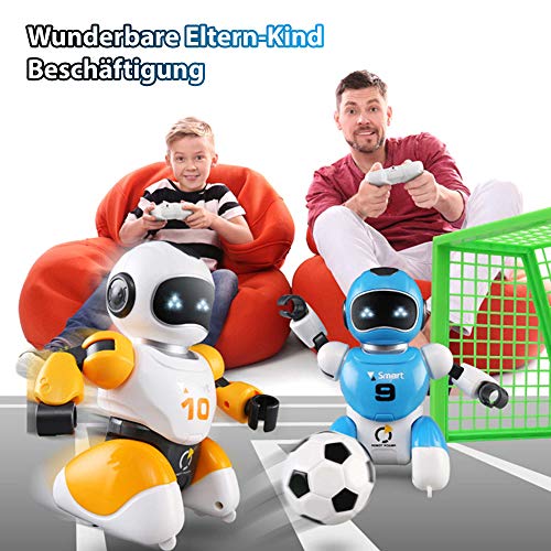 HSP Himoto Robot teledirigido programable para jugar al fútbol, cantar y bailar, incluye 2 robots y 2 mandos a distancia, puertas y pelotas, juego completo