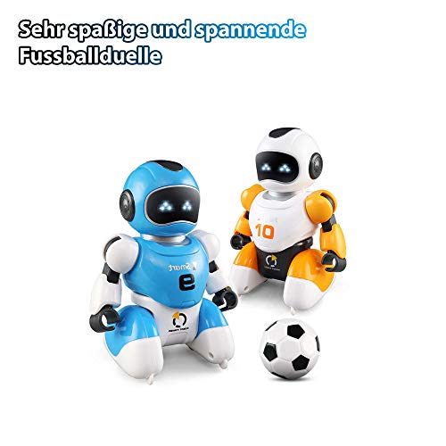 HSP Himoto Robot teledirigido programable para jugar al fútbol, cantar y bailar, incluye 2 robots y 2 mandos a distancia, puertas y pelotas, juego completo