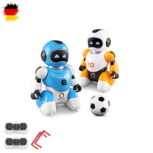 HSP Himoto Robot teledirigido programable para jugar al fútbol, cantar y bailar, incluye 2 robots y 2 mandos a distancia, puertas y pelotas, juego completo