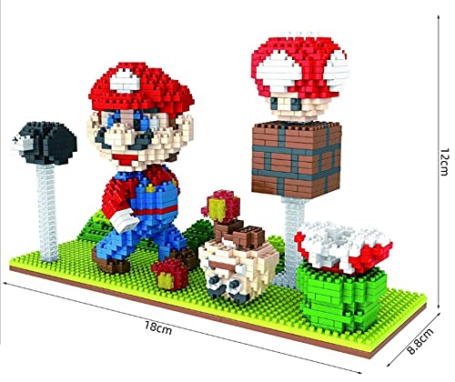 HSPHFX 1500 unids Nuevo 3D Pixel Blocks Juguete Building Encantador Mario Luigi Rojo Verde Fontanero Fontanero Seshroom Head Scene Modelo Nano Micro Diamond DIY Ornamentos Colección Reunir para niños