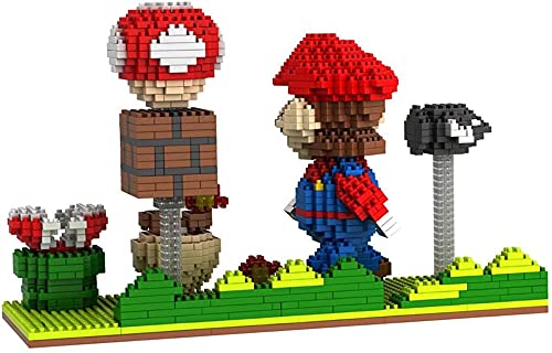 HSPHFX 1500 unids Nuevo 3D Pixel Blocks Juguete Building Encantador Mario Luigi Rojo Verde Fontanero Fontanero Seshroom Head Scene Modelo Nano Micro Diamond DIY Ornamentos Colección Reunir para niños