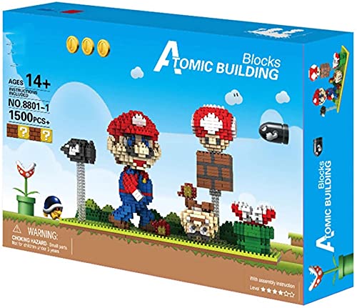 HSPHFX 1500 unids Nuevo 3D Pixel Blocks Juguete Building Encantador Mario Luigi Rojo Verde Fontanero Fontanero Seshroom Head Scene Modelo Nano Micro Diamond DIY Ornamentos Colección Reunir para niños