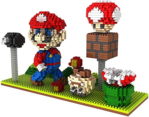 HSPHFX 1500 unids Nuevo 3D Pixel Blocks Juguete Building Encantador Mario Luigi Rojo Verde Fontanero Fontanero Seshroom Head Scene Modelo Nano Micro Diamond DIY Ornamentos Colección Reunir para niños