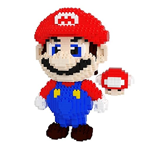 HSPHFX 3D Pixel Blocks Toy Red White Mario Modelo Verde Luigi Plomero Plomero Juguete Juguete Encantador de champiñones Ingeniería Construcción Kit de construcción DIY Mini Nano Regalo Educativo para