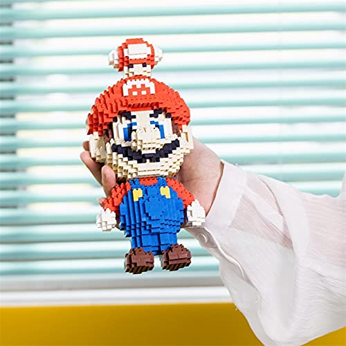 HSPHFX 3D Pixel Blocks Toy Red White Mario Modelo Verde Luigi Plomero Plomero Juguete Juguete Encantador de champiñones Ingeniería Construcción Kit de construcción DIY Mini Nano Regalo Educativo para