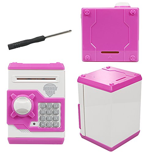 HUSAN Hucha electrónica para niños con código electrónico de cerditos, Mini cajero electrónico para Monedas ATM, Caja de Monedas, Juguete Divertido Regalo (Rosa)