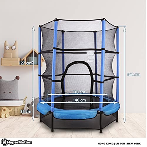 HyperMotion Cama elástica para niños, 55"/140 cm, interior o exterior, cama elástica Mini Toddler 3+ con equipo de seguridad, regalos para niños y niñas, juguetes para bebés, máx. 45 kg