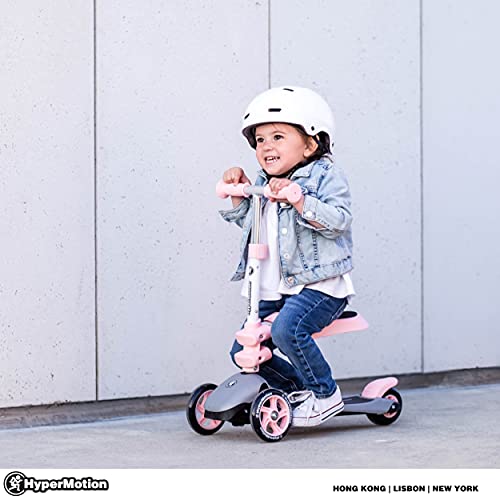 HyperMotion Draisienne Patinete Infantil 3 en 1 (Carga máxima 50 kg) | Globber Triciclo bebé evolutivo de + 1 año | Reposapies, Asiento Carga máxima 20 kg, Rosa