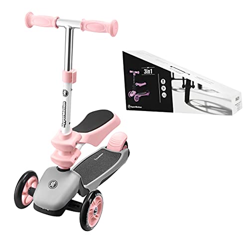 HyperMotion Draisienne Patinete Infantil 3 en 1 (Carga máxima 50 kg) | Globber Triciclo bebé evolutivo de + 1 año | Reposapies, Asiento Carga máxima 20 kg, Rosa