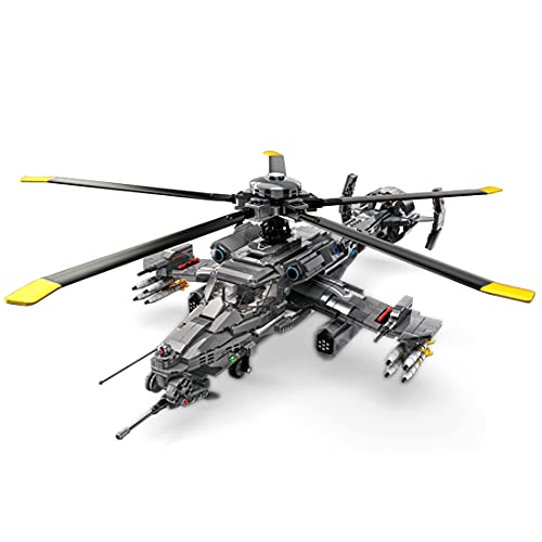 HYZH Juego de construcción de helicóptero, 1161 + bloques de sujeción, técnica de bombero, helicóptero Sci-Fi Series Attack Helicopter con ruedas desplazables, compatible con Lego Technic