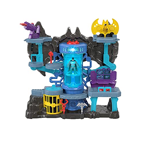 Imaginext DC Batcueva Bat Tech Casa de juguete con luces y sonidos para figuras, incluye 1 muñeco de Batman (Mattel GYV24)