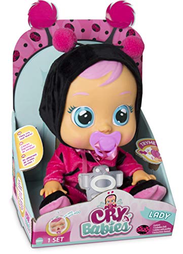 IMC Toys - Bebés Llorones, Lady (96295) + Bebés Llorones, Portabebés (90019)