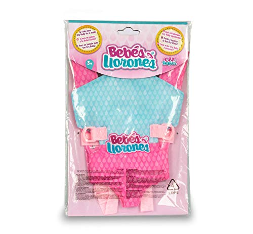 IMC Toys - Bebés Llorones, Lady (96295) + Bebés Llorones, Portabebés (90019)