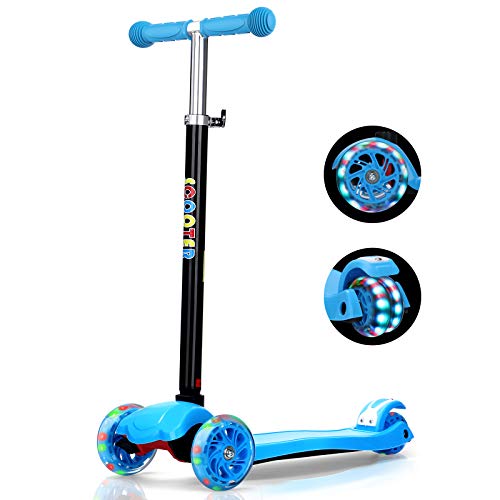 IMMEK Patinete de 3 Ruedas Scooter con Led Luces Manillar Altura Ajustable 71cm-83cm, Niños Adjustable Handles & Lightweight Construction