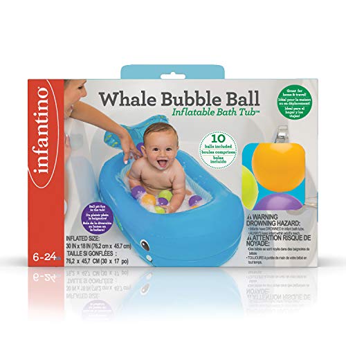 Infantino 205016 - Bañera hinchable de ballena con bolas para jugar