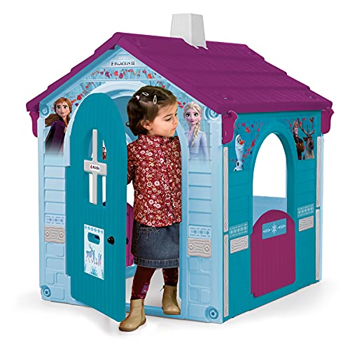 INJUSA - Casa de Juguete Frozen Color Azul Recomendada a Niños +3 Años con 2 Puertas de Acceso con Buzón y Pestillo y 2 Ventanas