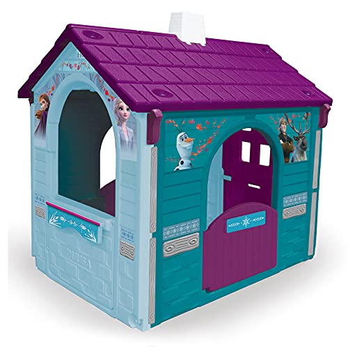 INJUSA - Casa de Juguete Frozen Color Azul Recomendada a Niños +3 Años con 2 Puertas de Acceso con Buzón y Pestillo y 2 Ventanas