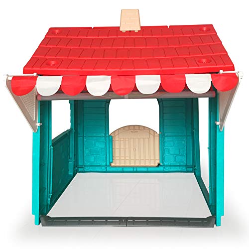 INJUSA - Casa de Juguete Market con Toldo y Persiana para Niños de 3 Años con App Educativa de Realidad Aumentad Casa, Multicolor, 29 cm (2036)