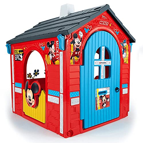 INJUSA - Casa de Juguete Mickey Mouse Licenciada Color Rojo con 2 Puertas de Acceso y 2 Ventanas Recomendado para Niños +3 Años